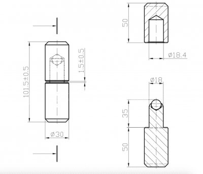 Welding Hinge ∅30 with sphere