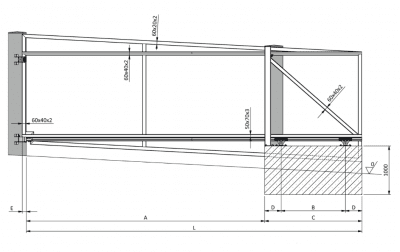 Skjutgrind tillbehör för lutande terräng upp till 4 meter öppning