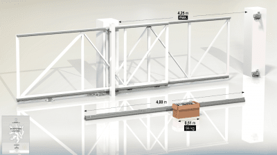 Teleskopisk skjutgrind tillbehör för upp till 4.25meter öppning