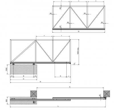 Teleskopisk skjutgrind tillbehör för upp till 4.25meter öppning