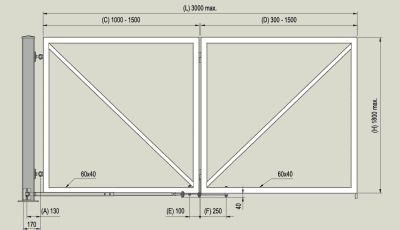 Vikgrind tillbehör för grind upp till 3 meter öppning